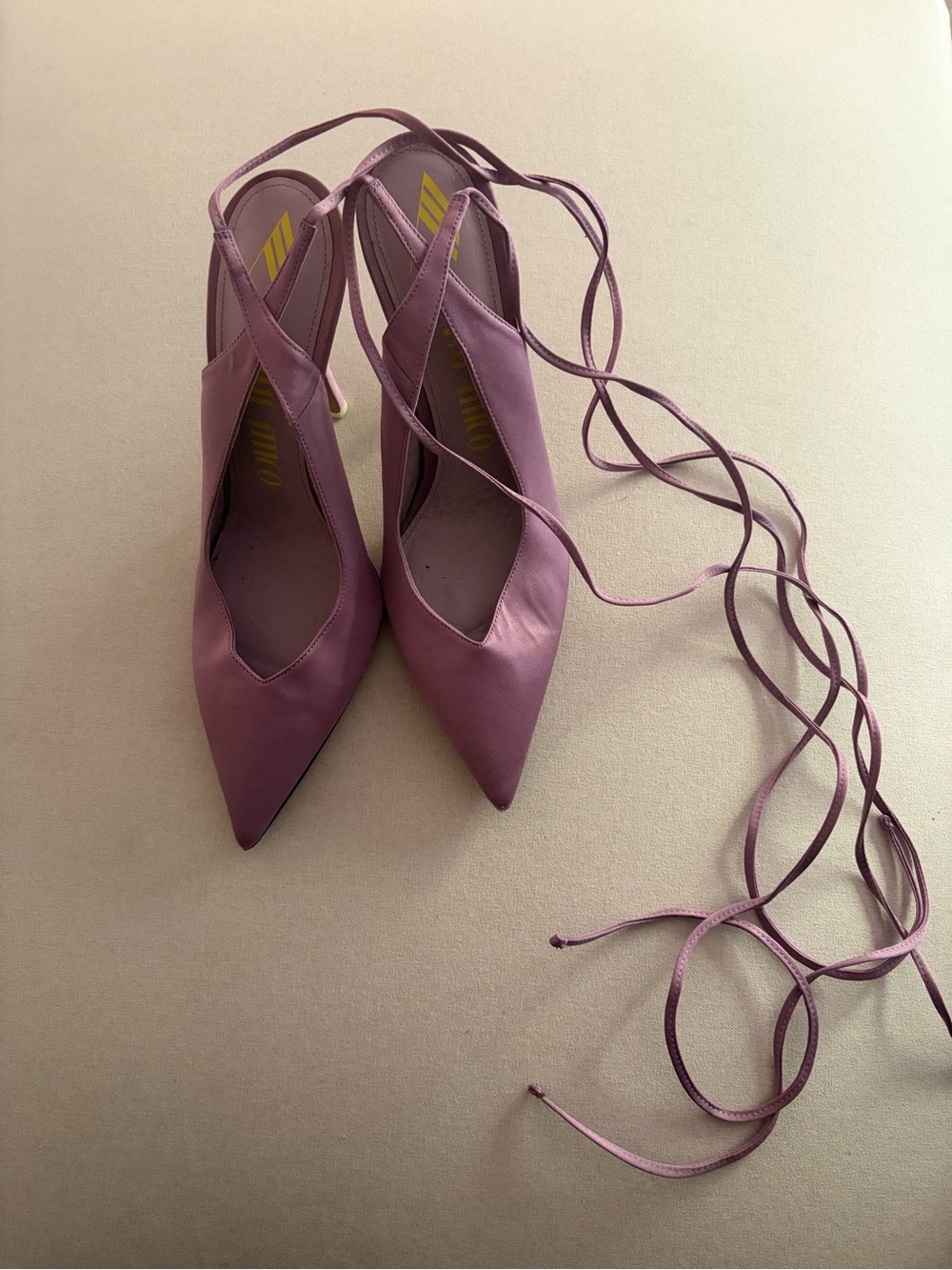 The Attico Lavender Lace-Up Pointed Toe Stiletto Pumps